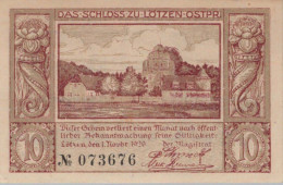 10 PFENNIG 1920 Stadt LoTZEN East PRUSSLAND UNC DEUTSCHLAND Notgeld #PC598 - [11] Emissions Locales