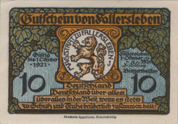 10 PFENNIG 1920 Stadt FALLERSLEBEN Hanover DEUTSCHLAND Notgeld Banknote #PD438 - Lokale Ausgaben