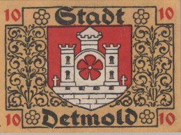 10 PFENNIG 1920 Stadt DETMOLD Lippe UNC DEUTSCHLAND Notgeld Banknote #PC452 - Lokale Ausgaben