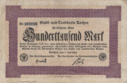 100000 MARK 1923 Stadt AACHEN Rhine DEUTSCHLAND Papiergeld Banknote #PK982 - [11] Emisiones Locales