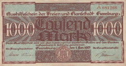 1000 MARK 1923 Stadt HAMBURG Hamburg DEUTSCHLAND Papiergeld Banknote #PL255 - Lokale Ausgaben