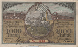 1000 MARK 1923 Stadt TRAUNSTEIN Bavaria DEUTSCHLAND Notgeld Papiergeld Banknote #PK971 - [11] Local Banknote Issues