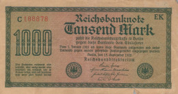 1000 MARK 1922 Stadt BERLIN DEUTSCHLAND Papiergeld Banknote #PL440 - Lokale Ausgaben