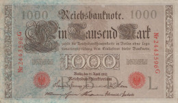 1000 MARK 1910 DEUTSCHLAND Papiergeld Banknote #PL365 - [11] Lokale Uitgaven