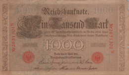 1000 MARK 1910 DEUTSCHLAND Papiergeld Banknote #PL285 - [11] Emissions Locales