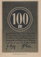 100 PFENNIG 1922 Stadt ERFURT Saxony UNC DEUTSCHLAND Notgeld Banknote #PB308 - [11] Emissions Locales