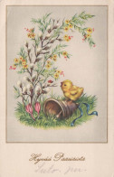EASTER FLOWERS CHICKEN EGG Vintage Postcard CPA #PKE453.GB - Ostern