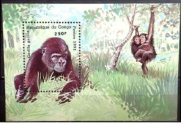 D7461  Chimpanzees - Gorillas - Monkeys - Rep Congo 1991 - SS - MNH - 1,25 - Singes