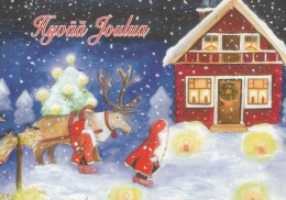 SANTA CLAUS Happy New Year Christmas DEER Vintage Postcard CPSM #PBB217.GB - Santa Claus