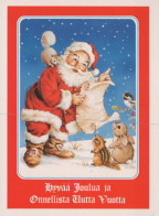 PÈRE NOËL Animaux NOËL Fêtes Voeux Vintage Carte Postale CPSM #PAK803.FR - Santa Claus