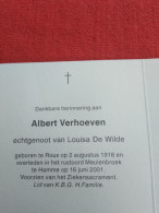 Doodsprentje Albert Verhoeven / Roux 2/8/1918 Hamme 16/6/2001 ( Louisa De Wilde ) - Religion & Esotericism