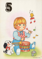 JOYEUX ANNIVERSAIRE 5 Ans GARÇON ENFANTS Vintage Carte Postale CPSM #PBU009.FR - Anniversaire