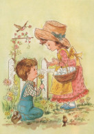 PÂQUES ENFANTS ŒUF Vintage Carte Postale CPSM #PBO310.FR - Ostern