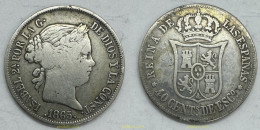 3951 ESPAÑA 1867 ISABEL II 1867 - 40 CENTIMOS DE ESCUDO MADRID - Collections