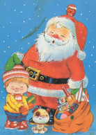 PAPÁ NOEL NIÑO NAVIDAD Fiesta Vintage Tarjeta Postal CPSM #PAK249.ES - Santa Claus