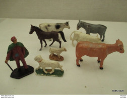 Lot Animaux De La Ferme  8 Pieces - Jouets Anciens