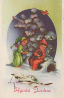 Feliz Año Navidad NIÑOS Vintage Tarjeta Postal CPSMPF #PKG500.ES - Anno Nuovo