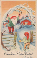 Feliz Año Navidad GNOMO Vintage Tarjeta Postal CPSMPF #PKD314.ES - Anno Nuovo