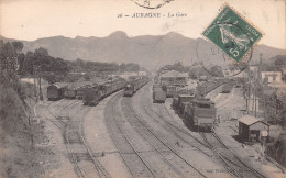 AUBAGNE (Bouches-du-Rhône) - La Gare - Trains - Voyagé 1913 (2 Scans) - Aubagne