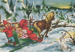 Feliz Año Navidad CABALLO Vintage Tarjeta Postal CPSM #PBB140.ES - Neujahr