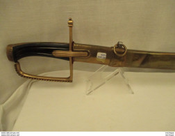 Sabre  De  Hussard A Garde Perlée Fourreau Laiton 99 Cm  Poignée En Corne Noire - Armes Blanches