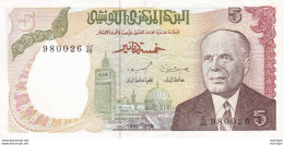 Billet De 5 Dirhams Tunisie - 1980 - Tunisie