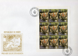 Niger 1998, Year Of The Tiger, Rotary, Sheetlet In FDC - Roofkatten