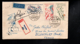 TCHECOSLOVAQUIE AFFRANCHISSEMENT COMPOSE SUR LETTRE RECOMMANDEE POUR LA FRANCE 1961 - Lettres & Documents