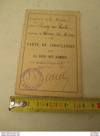 Carte  De Circulation De 1918 -12 Cm X 8 Cm - Decorative Weapons