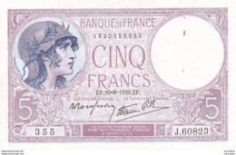 5 Francs  - Violet   ZP 10-8  1939  - 355    SPL Un Epinglage - 5 F 1917-1940 ''Violet''