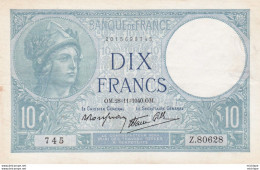 10 Francs  - Minerve  OM . 28 - 11 - 1940   - 745.    Z 80628 - 10 F 1916-1942 ''Minerve''