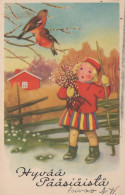 OSTERN KINDER HUHN EI Vintage Ansichtskarte Postkarte CPA #PKE328.DE - Pâques