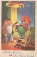 Neujahr Weihnachten GNOME Vintage Ansichtskarte Postkarte CPSMPF #PKD376.DE - Neujahr