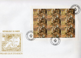 Niger 1998, Year Of The Tiger, Rotary, Sheetlet In FDC - Roofkatten