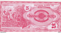 Billet   Macedoine MACEDONIA 25 Dinars 1992 Neuf - Macédoine Du Nord