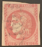 BORDEAUX N°49 80c Rose Oblitéré Losange GC - 1870 Ausgabe Bordeaux