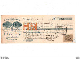 1903 -   83 TOULON   - Facture - Lettre  A  Entête    - HUILE D'OLIVE   - A. ABEL FILS - 1900 – 1949