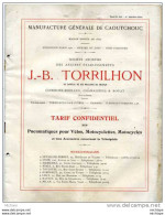 CATALOGUE 1911  J.B TORRILHON POUR PNEUMATIQUES FORMAT 21X27  21 PAGES  NOMBREUSES ILLUSTRATIONS  BON ETAT - Sonstige & Ohne Zuordnung