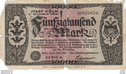 Allemagne   50000 Mark   1923  Ce Billet  A Circulé -  Vente  En L'etat - 50000 Mark