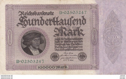 Allemagne  100000 Mark   1923  Ce Billet  A Circulé - Mais  Tres  Propre - 100000 Mark