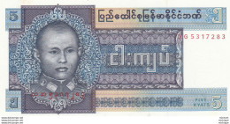 Birmanie   5 Five  Kyats  Billet Neuf - Indonesia