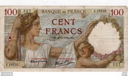 Billet -  FRANCE - 100 Francs  SULLY  - O G . 30 -1- 1941    J . 18535 - 100 F 1939-1942 ''Sully''