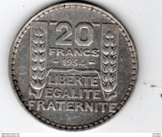 20 Francs  Argent TURIN 1934  état SUP - 20 Francs