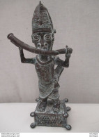 Art Africain - Benin - Belle Statue  En Bronze Haut .46 Cm - Poids 3 Kg - Bronzen