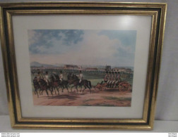 Litho  Sous Verre - Groupe De Cavaliers  Et Soldats  Superbe  état  - Poids 1Kg 600 - Decorative Weapons