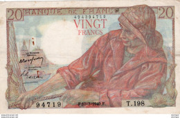 20  Francs    PECHEUR   -  F . 10  = 3 = 1949 . F .    -  94719  -     T . 198 - 20 F 1942-1950 ''Pêcheur''