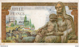 1000 Francs  DEMETER - B C . 29 - 4 - 1943 . B C   -  K . 4923    -  410 - 1 000 F 1942-1943 ''Déesse Déméter''