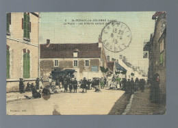 CPA - 45 - St-Peravy-la-Colombe - La Place - Les Enfants Sortant Des Ecoles - Colorisée - Circulée En 1915 - Sonstige & Ohne Zuordnung