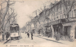 AUBAGNE (Bouches-du-Rhône) - Cours Legrand - Tramway, Café Du Commerce - Voyagé 1915 (2 Scans) - Aubagne