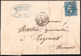 1865 France Postally Travelled Cover - 1862 Napoléon III